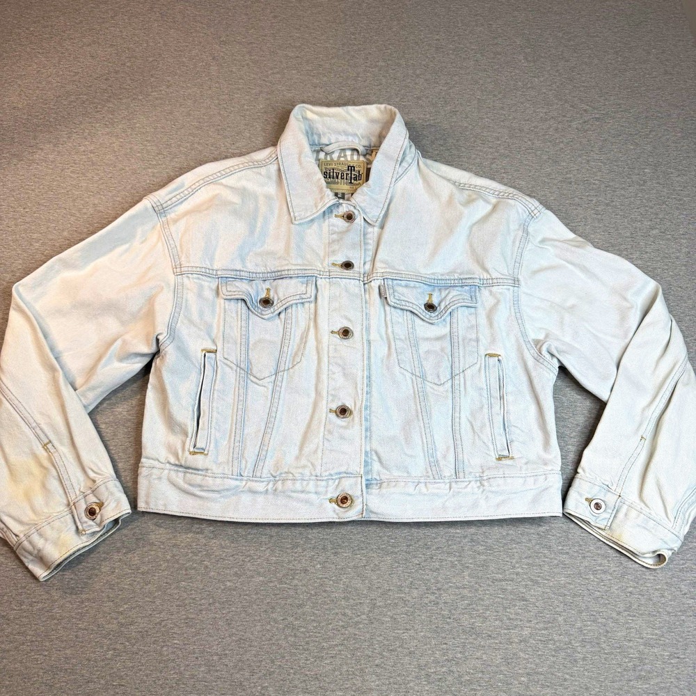 Levi's SilverTab Womens Light Wash Blue Collared Button Front Jacket Size L